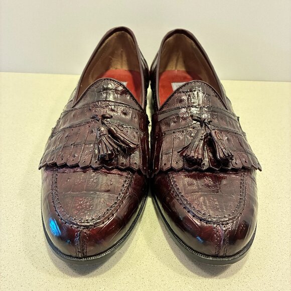 Bruno Magli Genuine Burgundy Crocodile Tassel Loafers – Men’s 10.5M main image 9